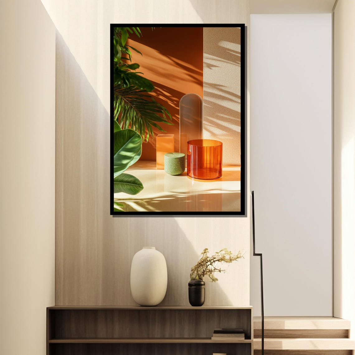 Sunlit Amber Glassware Still Life Warm Modern Minimalist Wall Art - Image 4