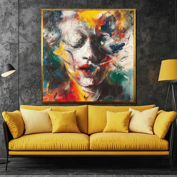 Expressionist Abstract Portrait With Vibrant Colors And Bold Brushstrokes Contemporary Art