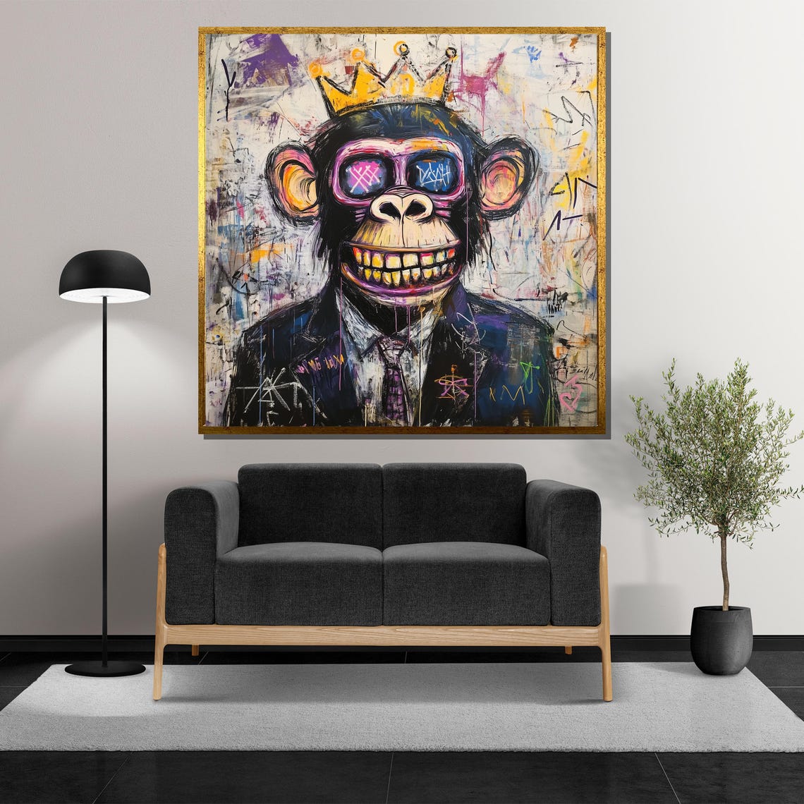 Graffiti Ape in Crown and Sunglasses Wearing Suit Pop Art Poster - Image 5