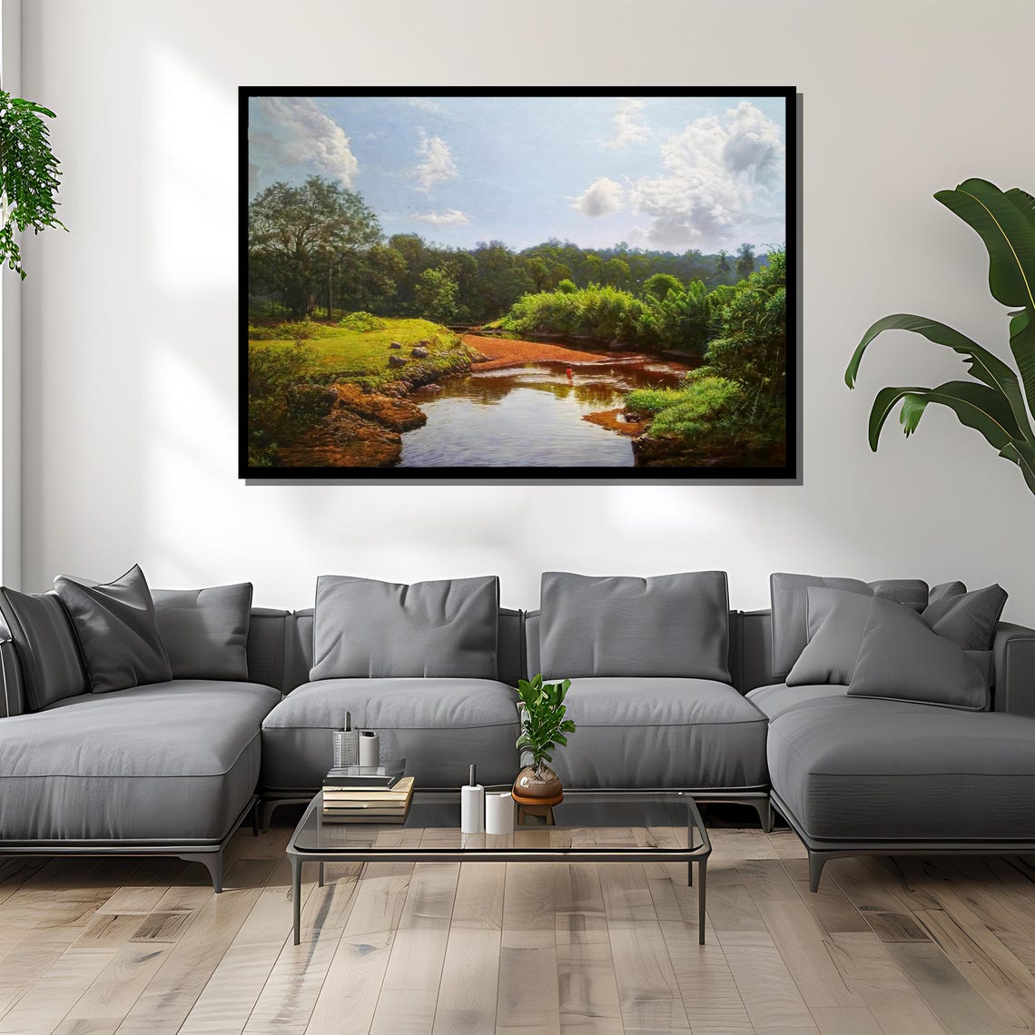 Tranquil River Landscape Painting Serene Forest And Reflection Art Gift For Nature And Outdoor Enthusiasts - Image 4