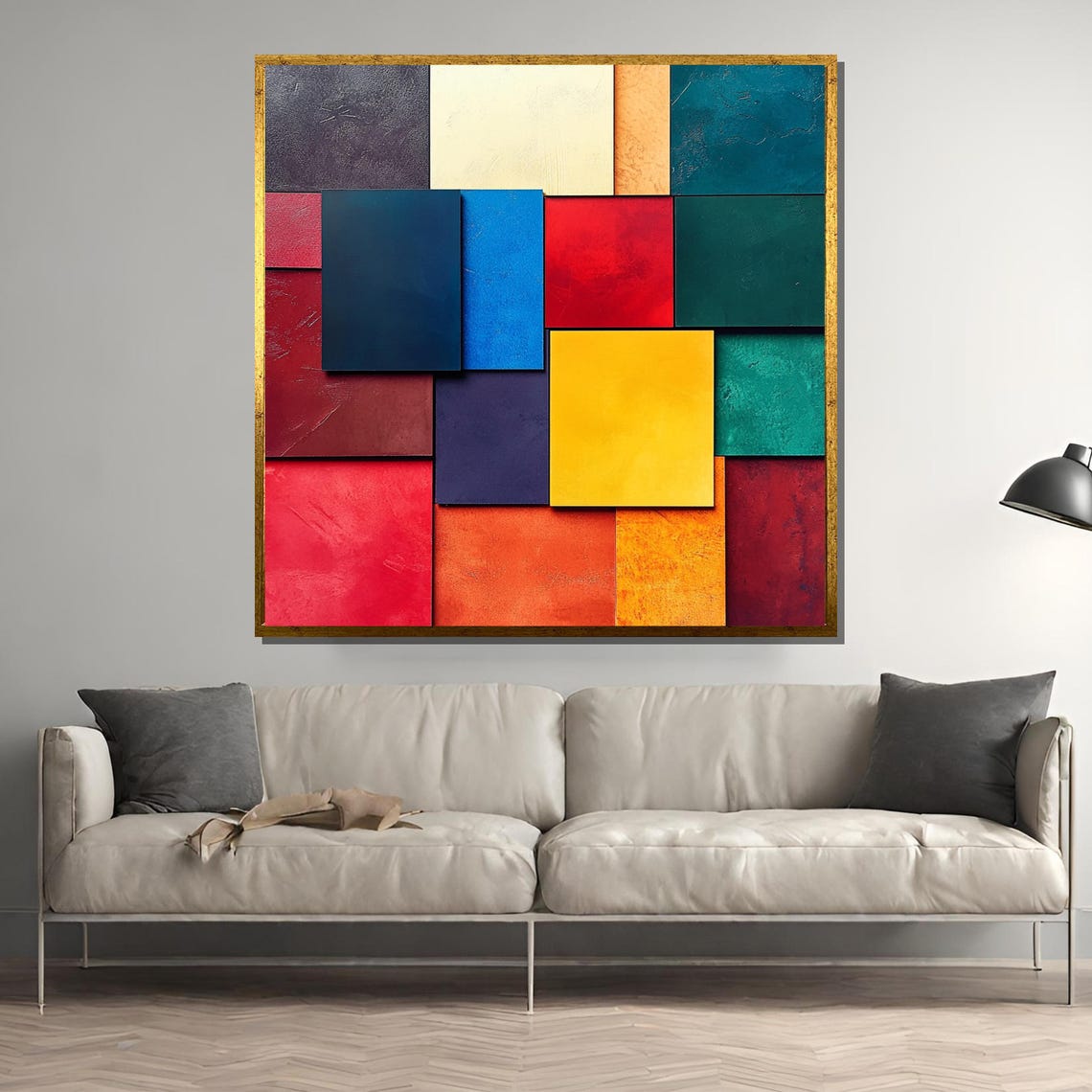 Vibrant Geometric Wall Art Bold Color Block Abstract Modern Mondrian Inspired Contemporary Home Decor Gift For Art Lovers