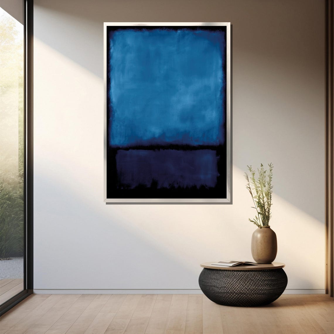 Deep Blue Over Midnight Navy Layers Minimalist Abstract Poster - Image 3