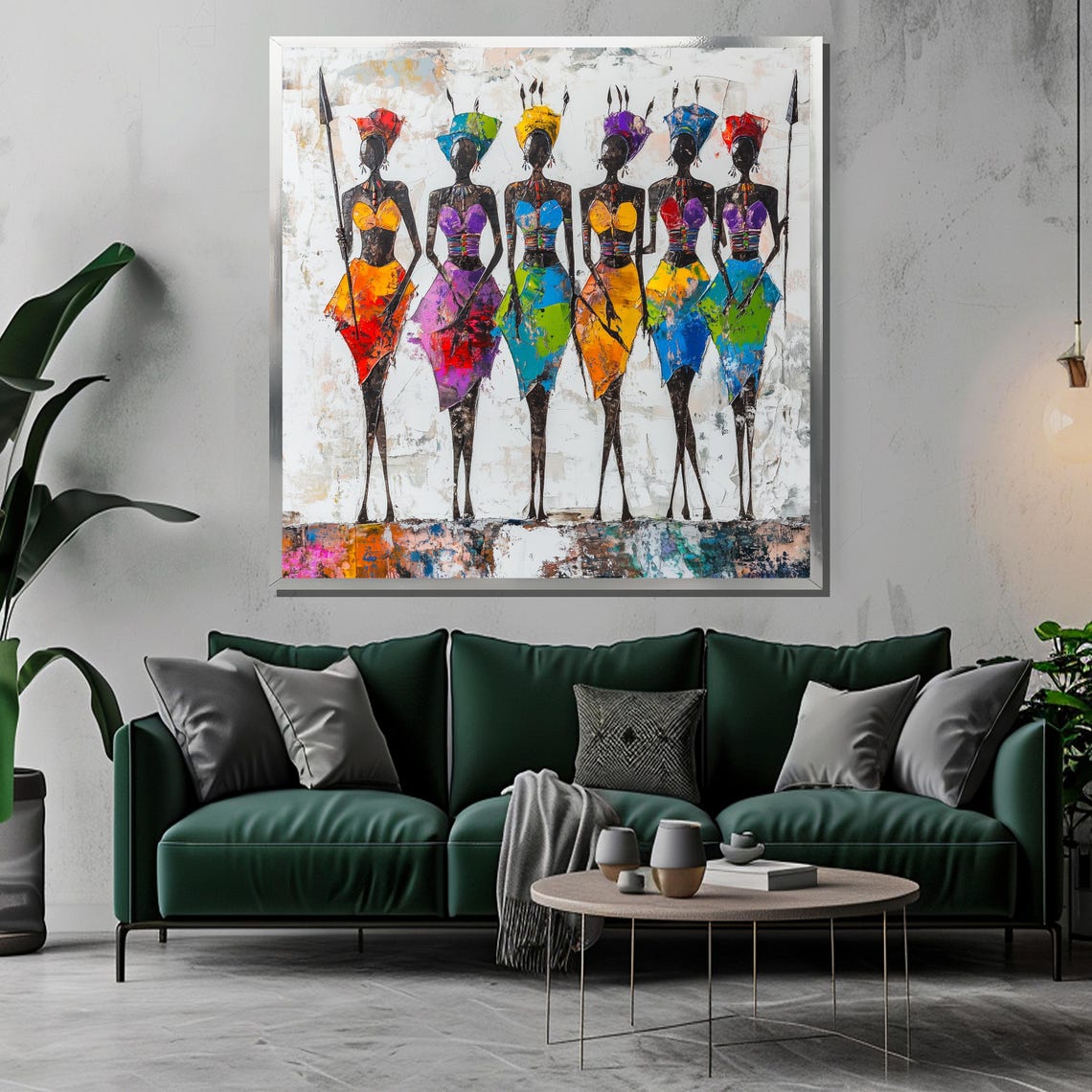 Six African Women in Colorful Tribal Dresses Unity Art Poster - Image 3