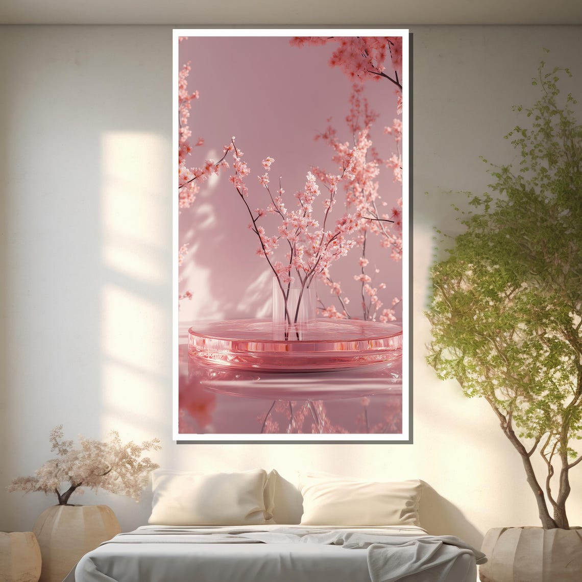 Pink Cherry Blossom Branches Minimalist Soft Floral Calm Art Poster - Image 2