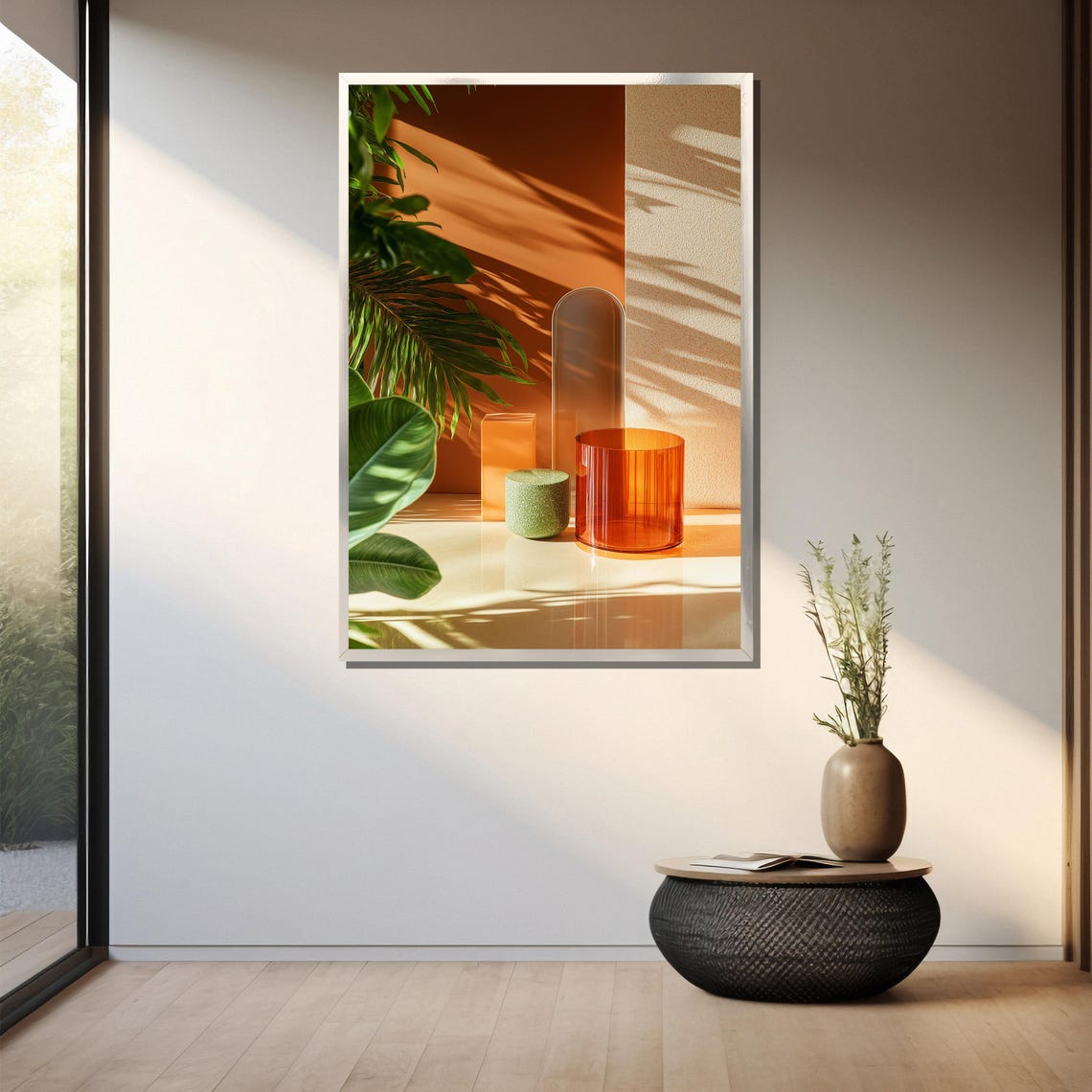 Sunlit Amber Glassware Still Life Warm Modern Minimalist Wall Art - Image 3