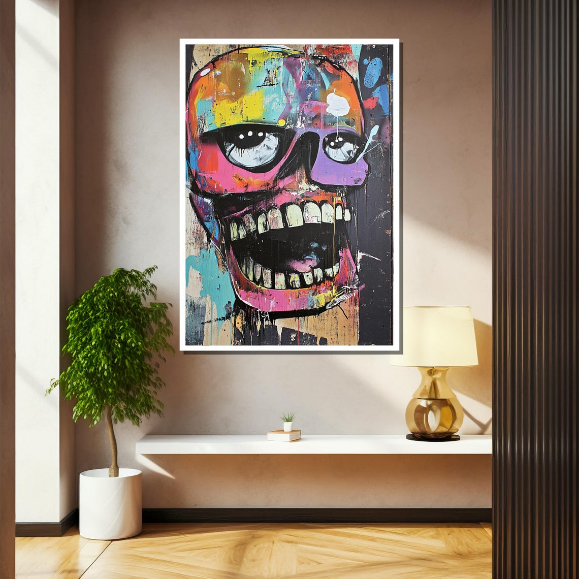 Graffiti Skull Painting Abstract Street Art Wall Decor Vibrant Pop Art Expressionist Print Edgy Urban Style Gift - Image 2