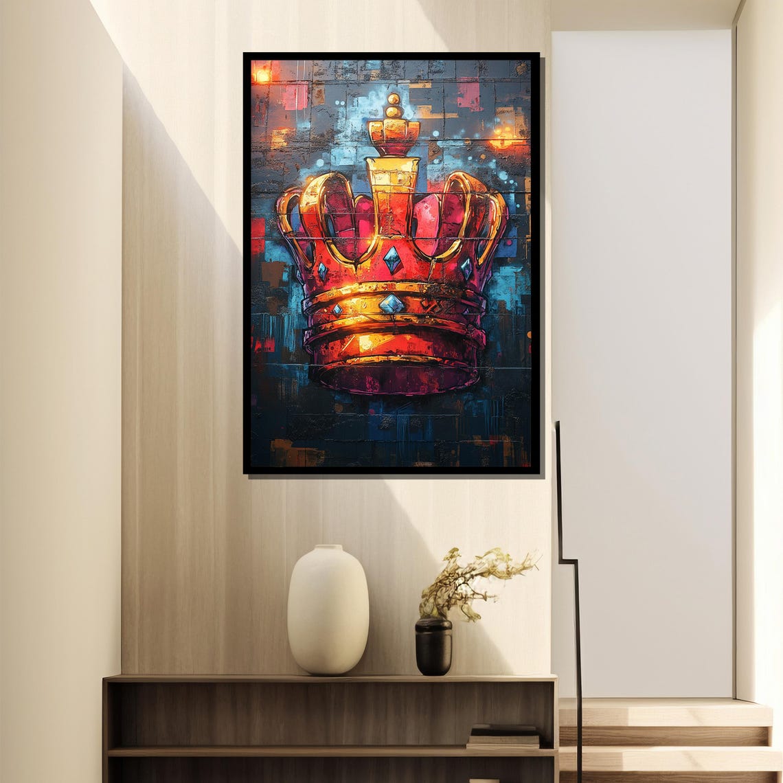 Graffiti Crown Painting Urban Street Art Wall Decor Vibrant Pop Art Royalty Modern Hip Hop Artwork Bold Statement Gift - Image 4