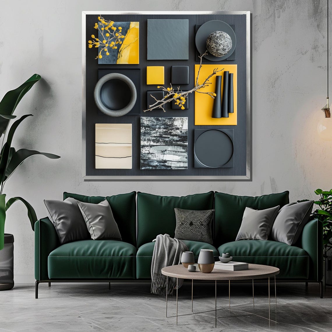 Modern Black And Yellow Wall Art Minimalist Geometric Composition Abstract Contrast Bold Contemporary Decor Gift For Design Lovers - Image 3