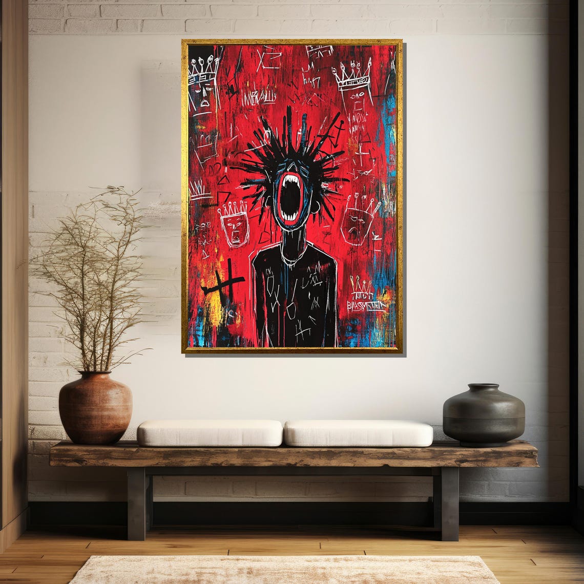 Screaming Crowned Figure In Red Neo Expressionist Graffiti Poster - Image 5