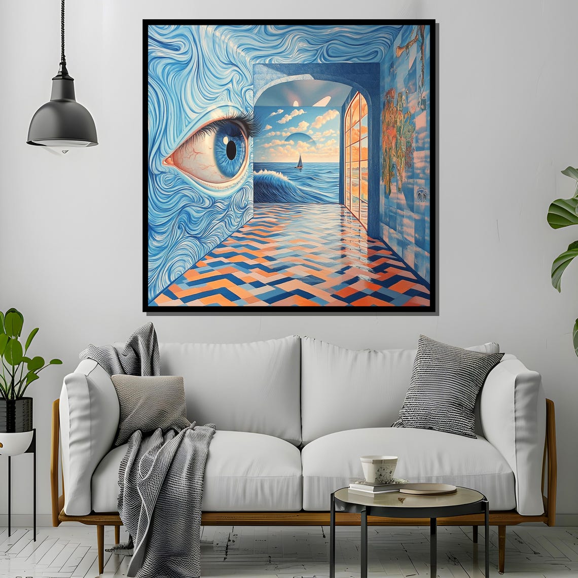 Surreal Ocean Eye Corridor With Dreamlike Wave Reflection Poster - Image 4