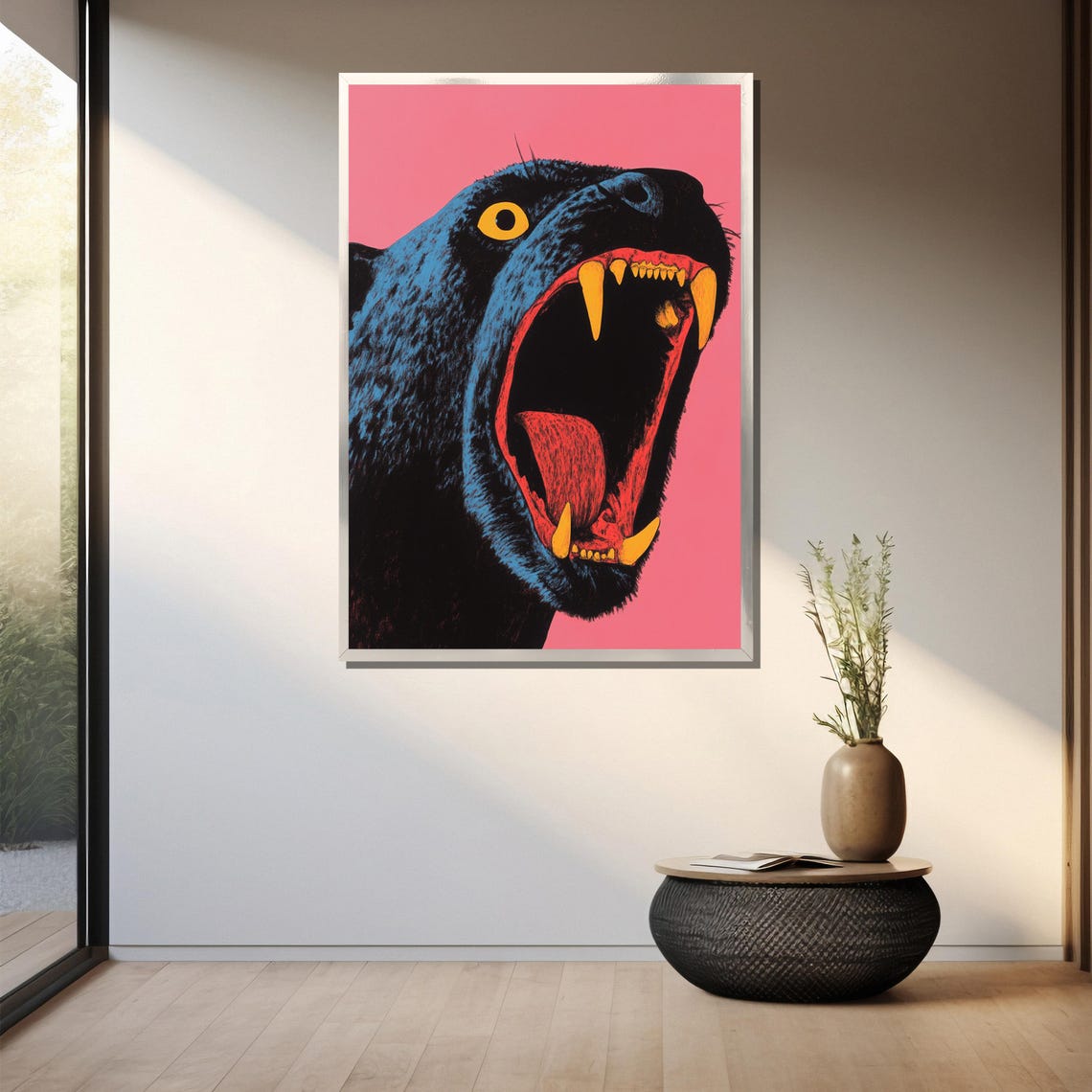 Roaring Black Panther Pop Art On Bold Pink Background Vibrant Poster - Image 3