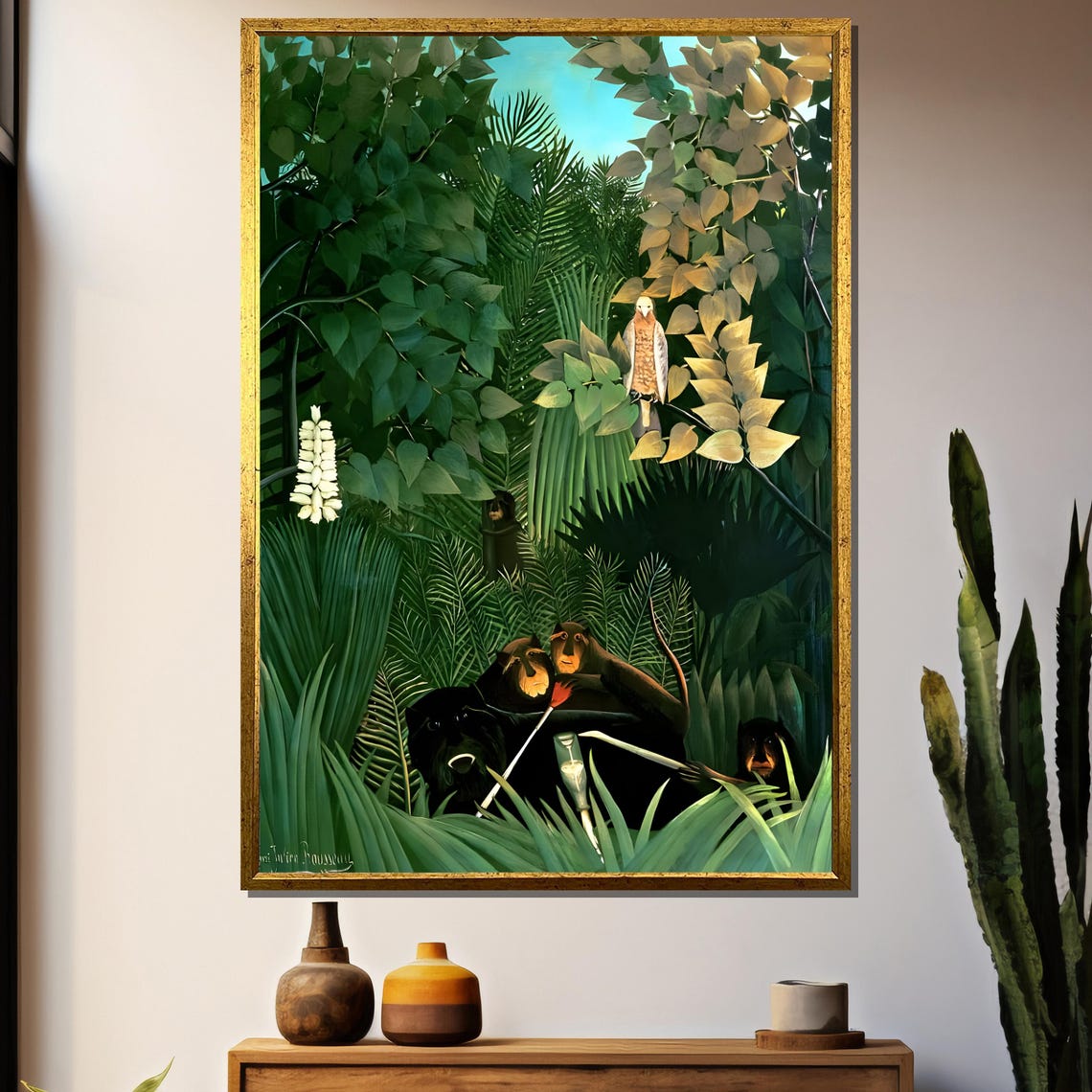 Henri Rousseaus The Merry Jesters Whimsical Jungle Scene Painting Lush And Playful Art Gift For Nature Lovers