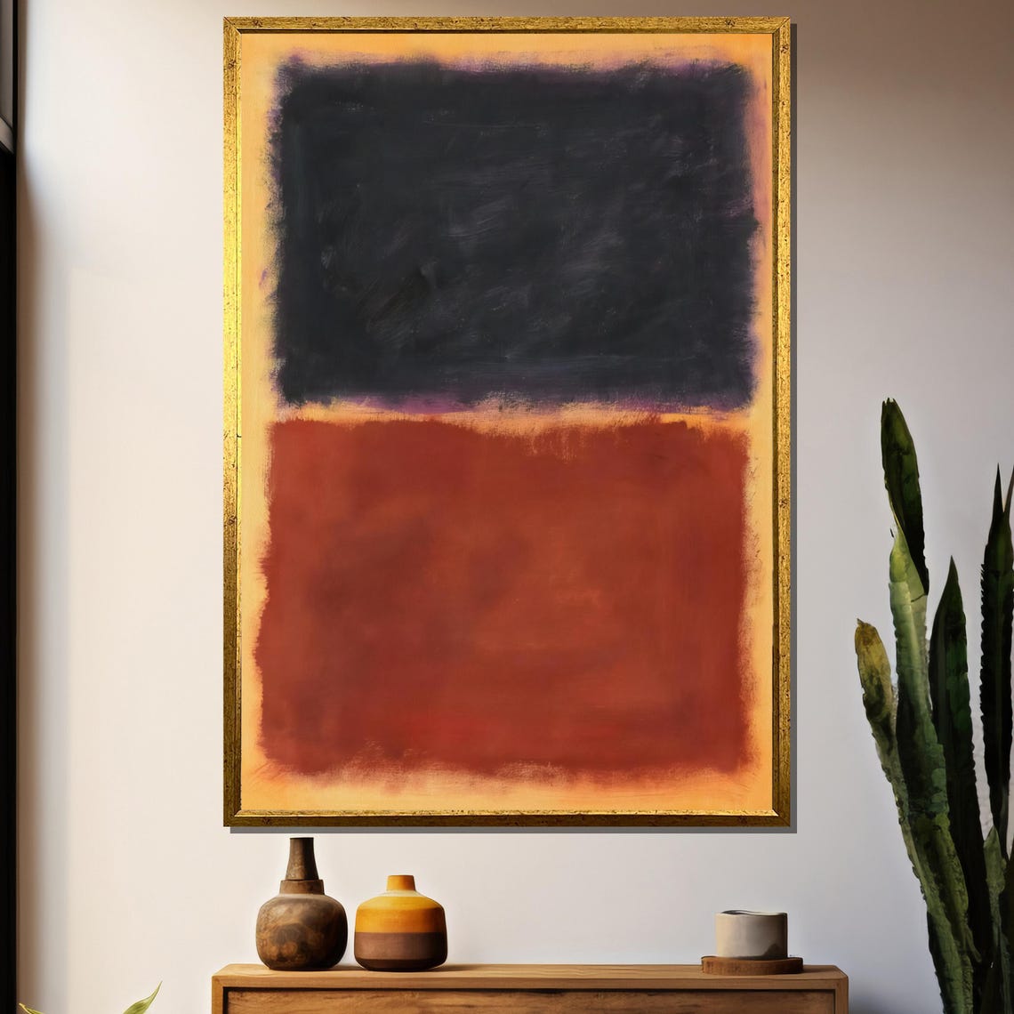 Mark Rothkos Untitled Bold Black And Warm Earthy Tones Abstract Painting Contemporary Art Gift For Minimalist Decor