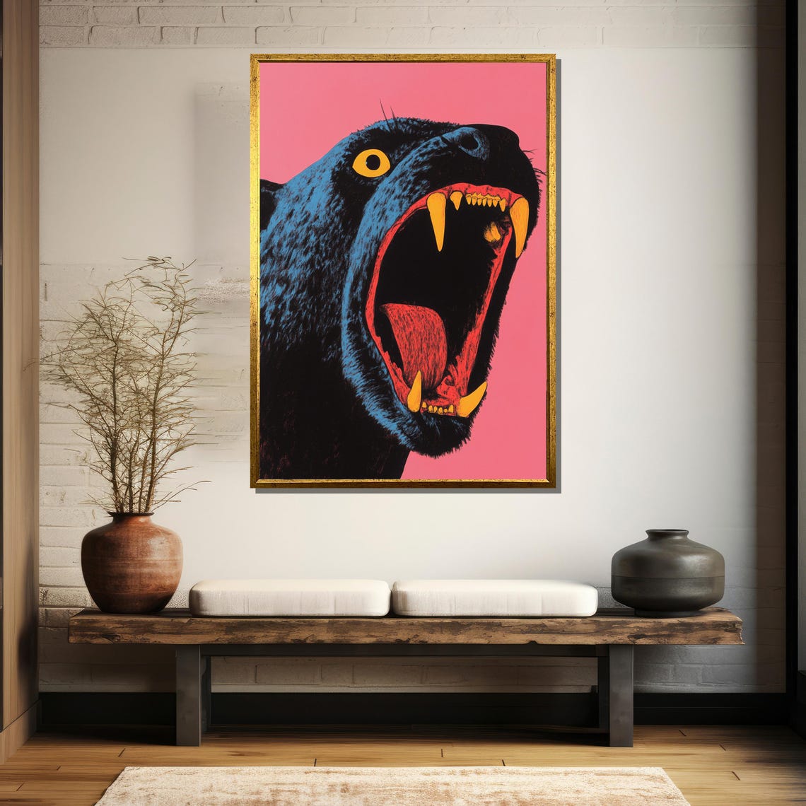 Roaring Black Panther Pop Art On Bold Pink Background Vibrant Poster - Image 5