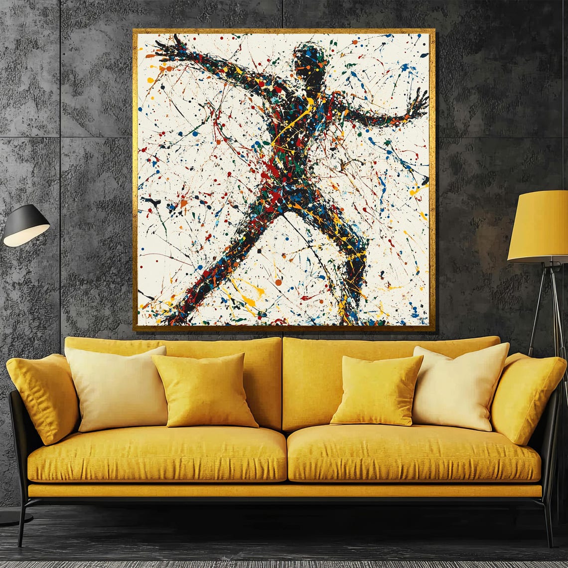 Abstract Human Figure Colorful Paint Splatter Dynamic Poster