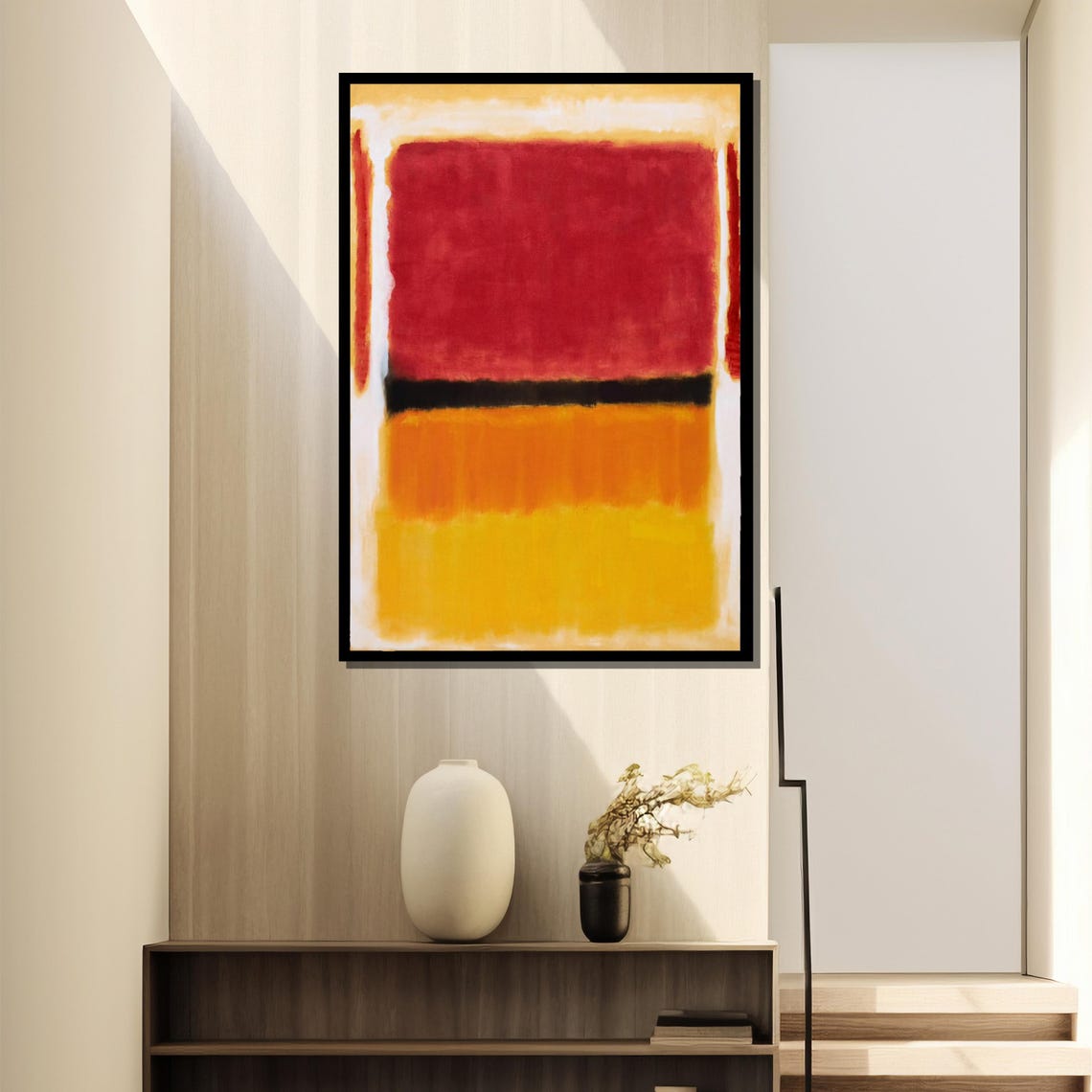 Mark Rothkos Untitled Bold Red Black And Orange Color Block Painting Ideal Gift For Modern Art Enthusiasts - Image 4