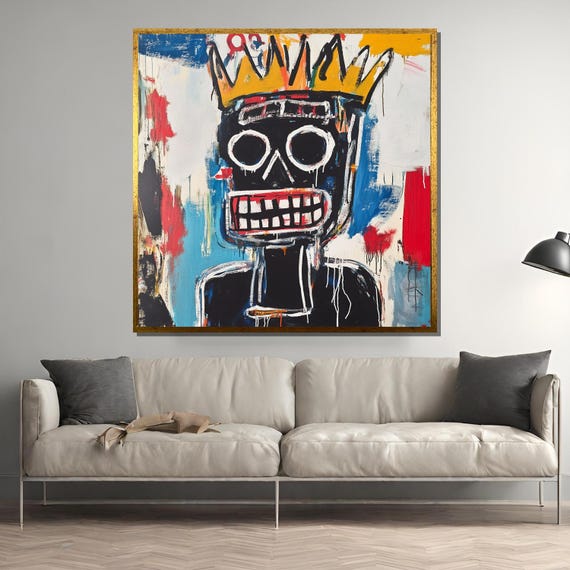 Basquiat Painting Graffiti Skull Art Abstract Neo Expressionist Wall Decor Urban Street Art Print Bold Contemporary Artwork