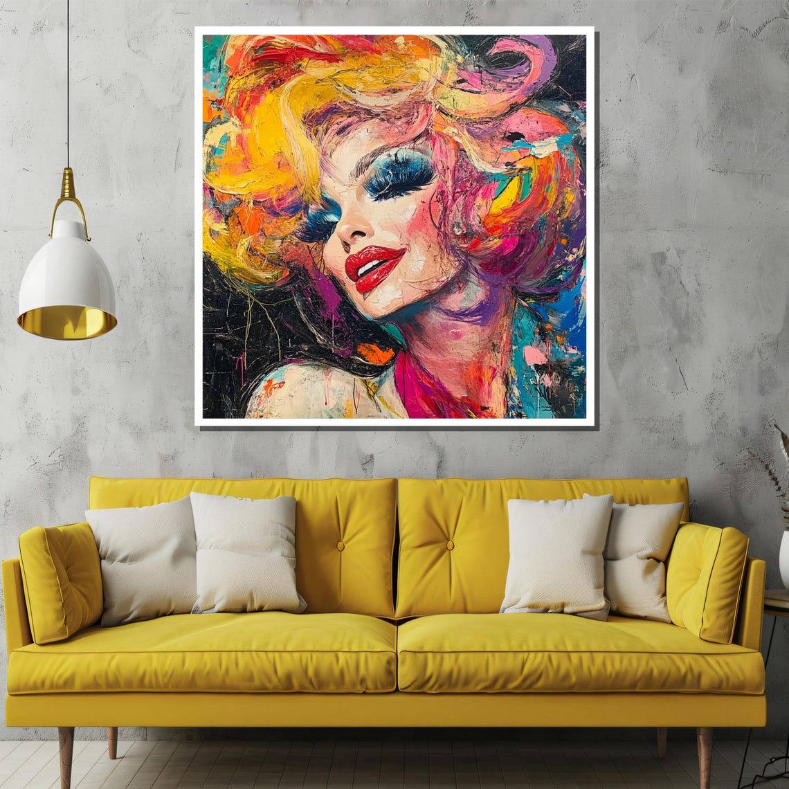 Vibrant Modern Portrait Painting Bold Art Gift For Glamorous Wall Decor - Image 2