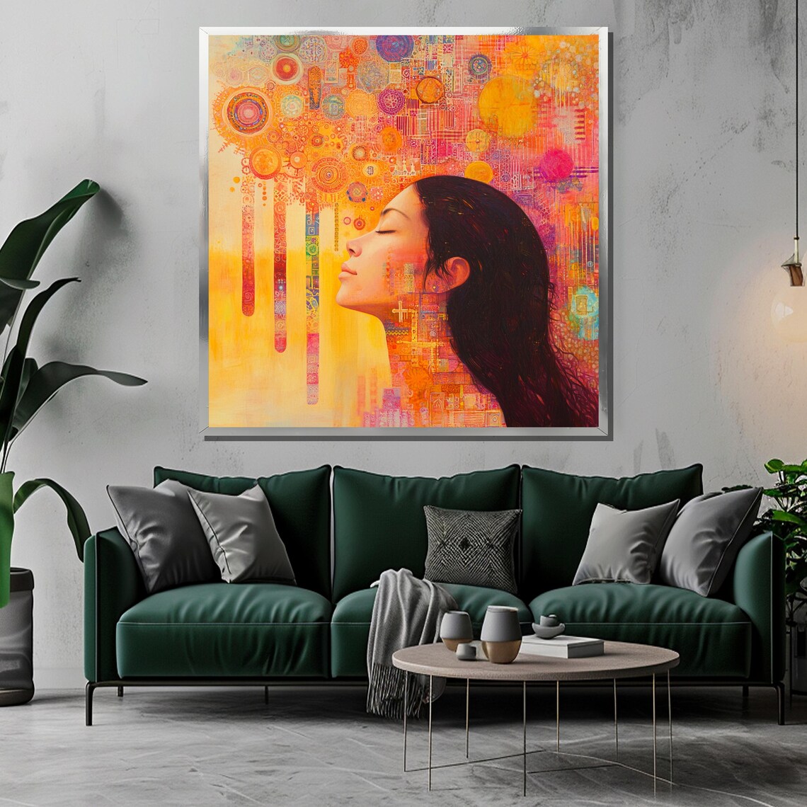 Serene Woman Profile Golden Mandala Spiritual Abstract Poster - Image 3