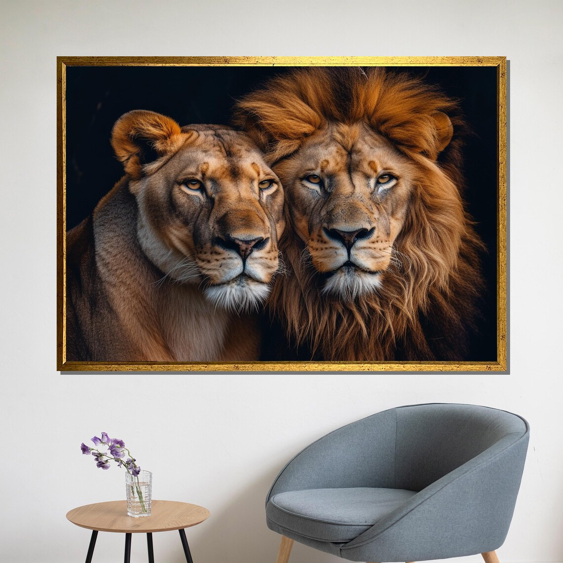 Lion And Lioness Couple Portrait Intimate Wildlife Photography Poster