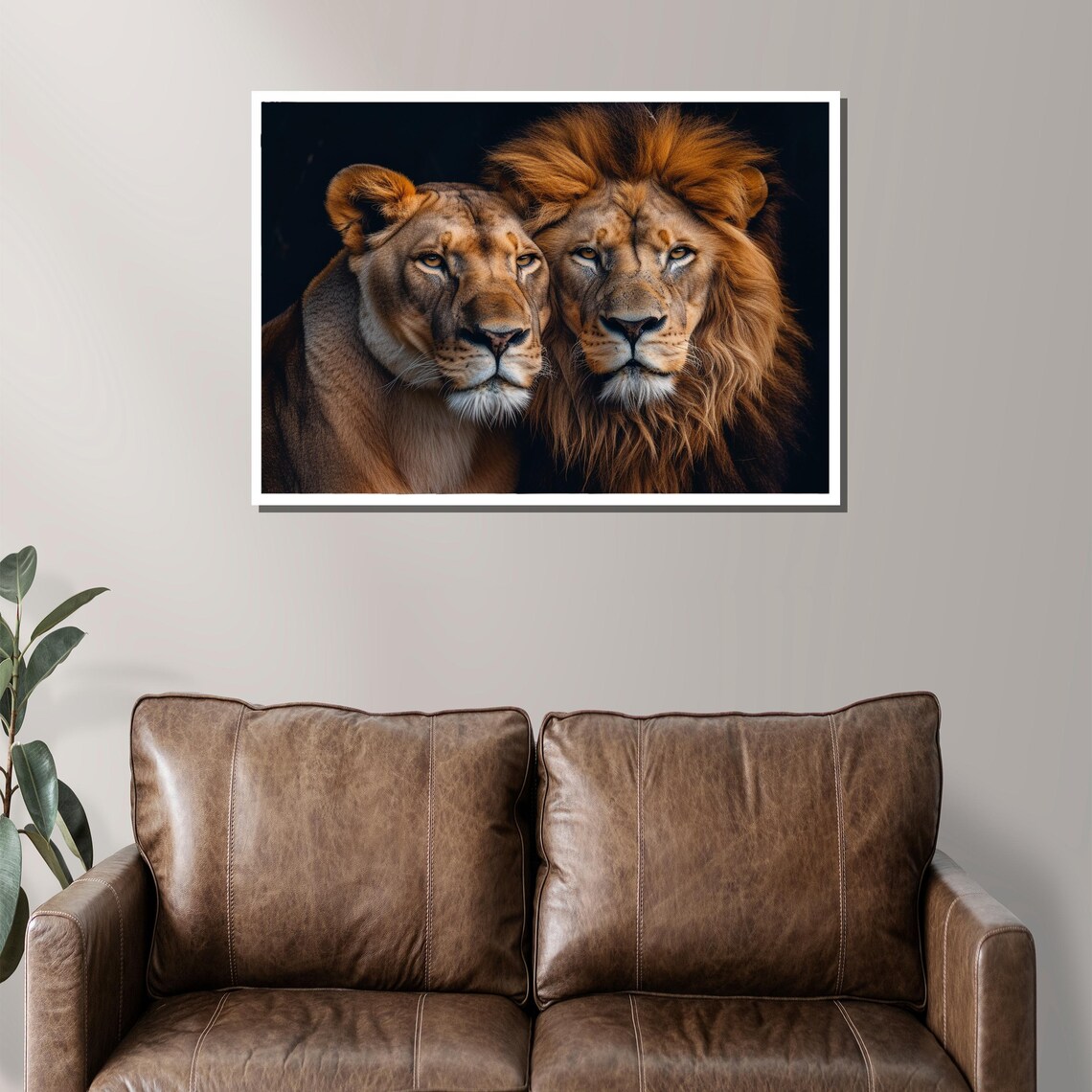 Lion And Lioness Couple Portrait Intimate Wildlife Photography Poster - Image 2