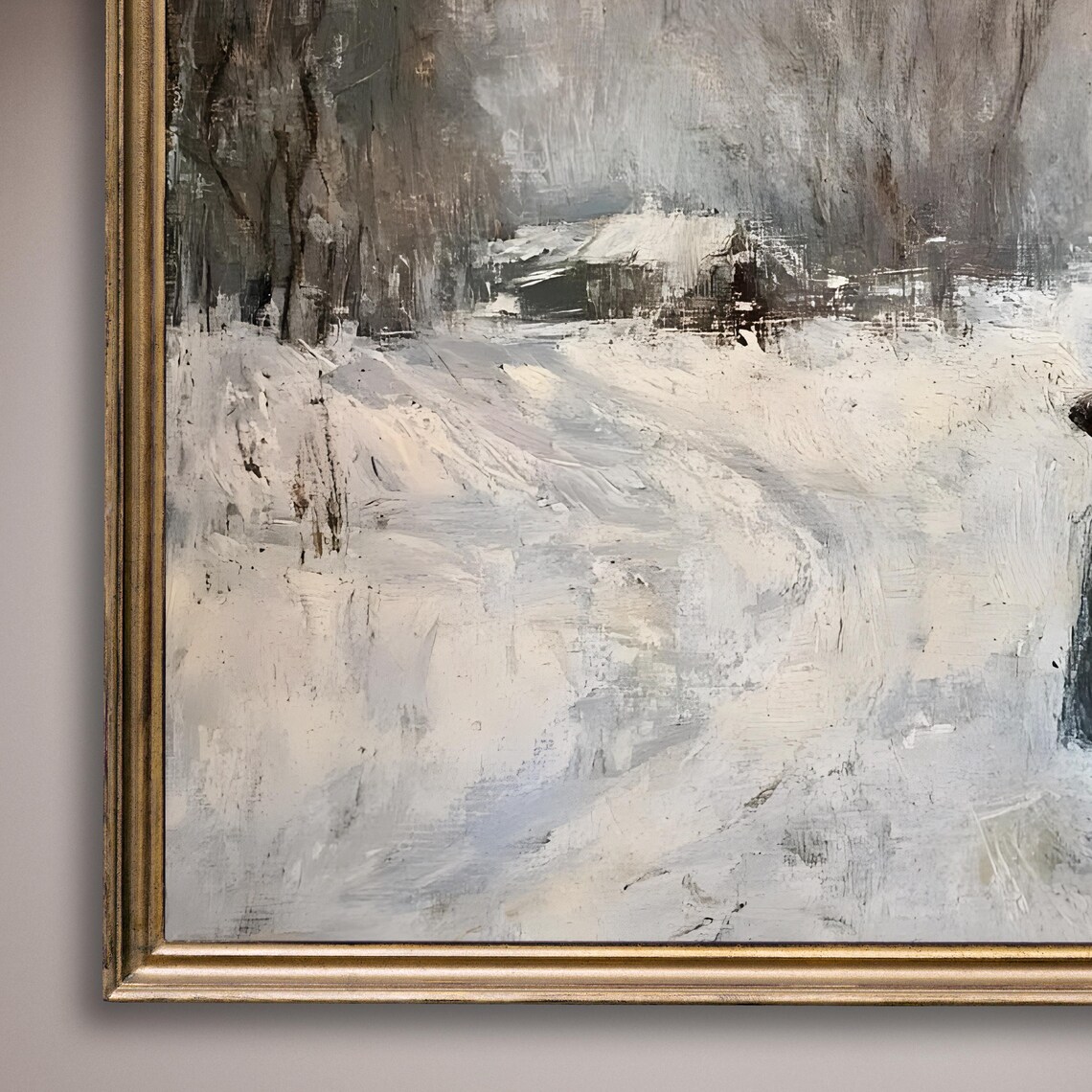 Woman Walking Snowy Path In Winter Coat Moody Rustic Landscape Poster - Image 8