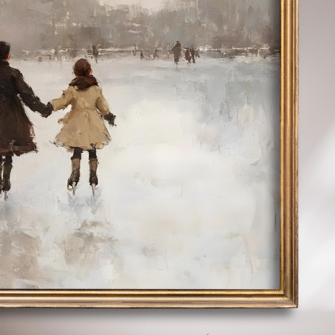 Two Skaters Holding Hands Frozen River Vintage Winter Poster - Image 7