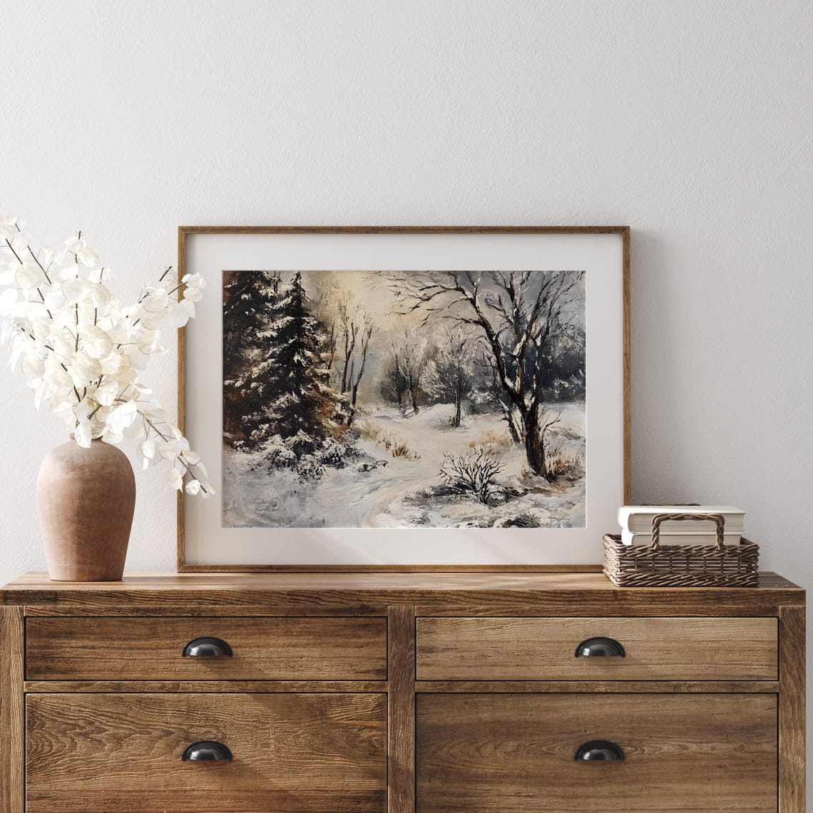 Snowy Winter Forest Path Snow Covered Trees Landscape Poster - Image 6