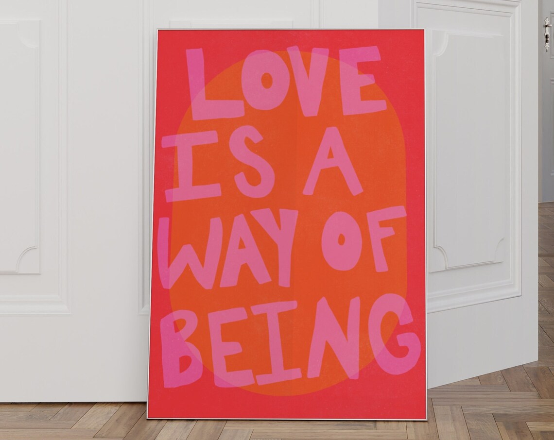 Maximalist Vivid Pink Orange Love Quote Poster - Image 2