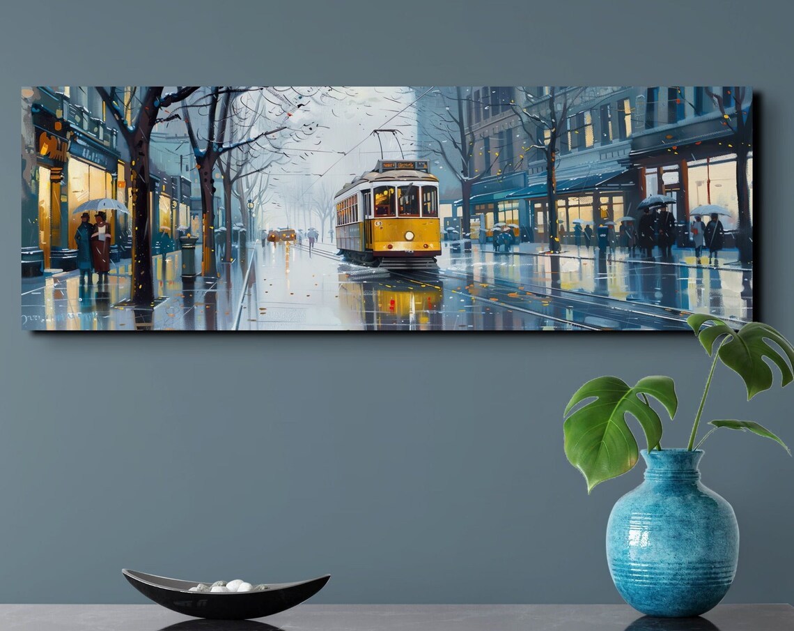 Kolkata Panoramic Wall Art Print, Oil Paint Style