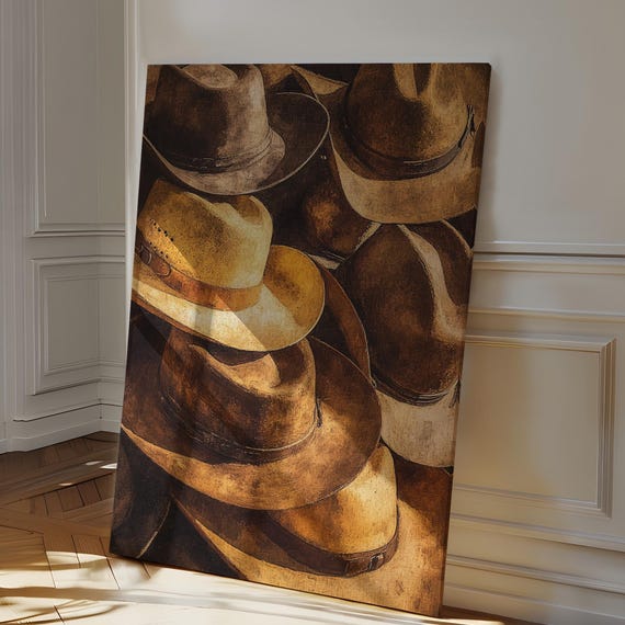 Rustic Cowboy Hats Wall Art Vintage Western Decor For Home Or Office