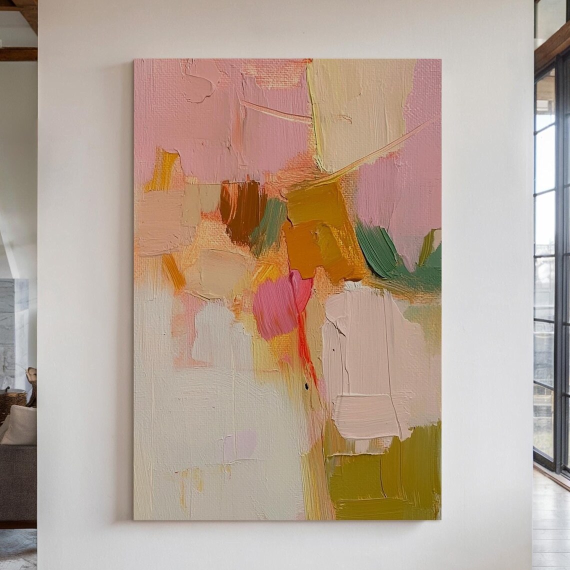 Abstract Pastel Art Print, Bold Textured Modern Decor