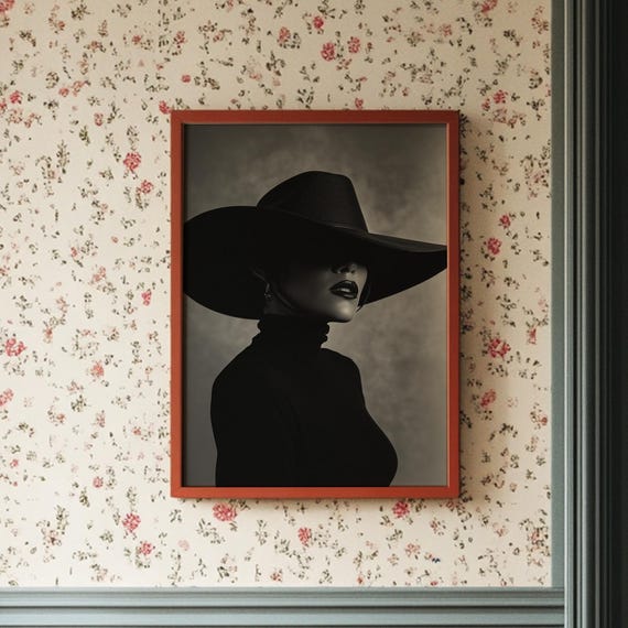 Mystery Cowgirl In Black And White Shadows