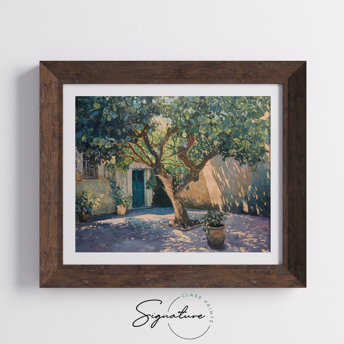 Broad Fig Tree In Sunlit Mediterranean Courtyard Shade Poster - Image 5