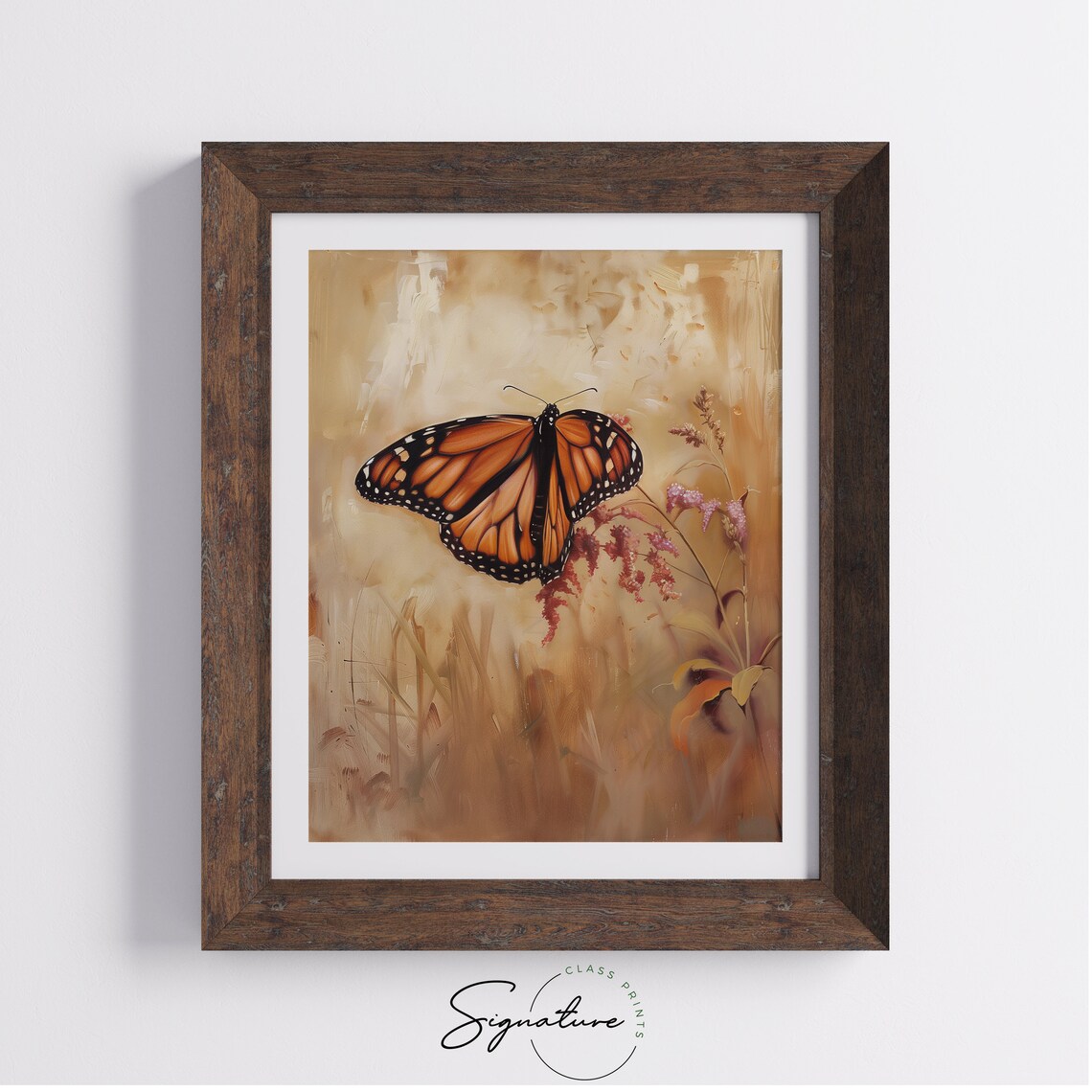 Monarch Butterfly Resting on Milkweed in Warm Autumn Glow Poster - Image 4
