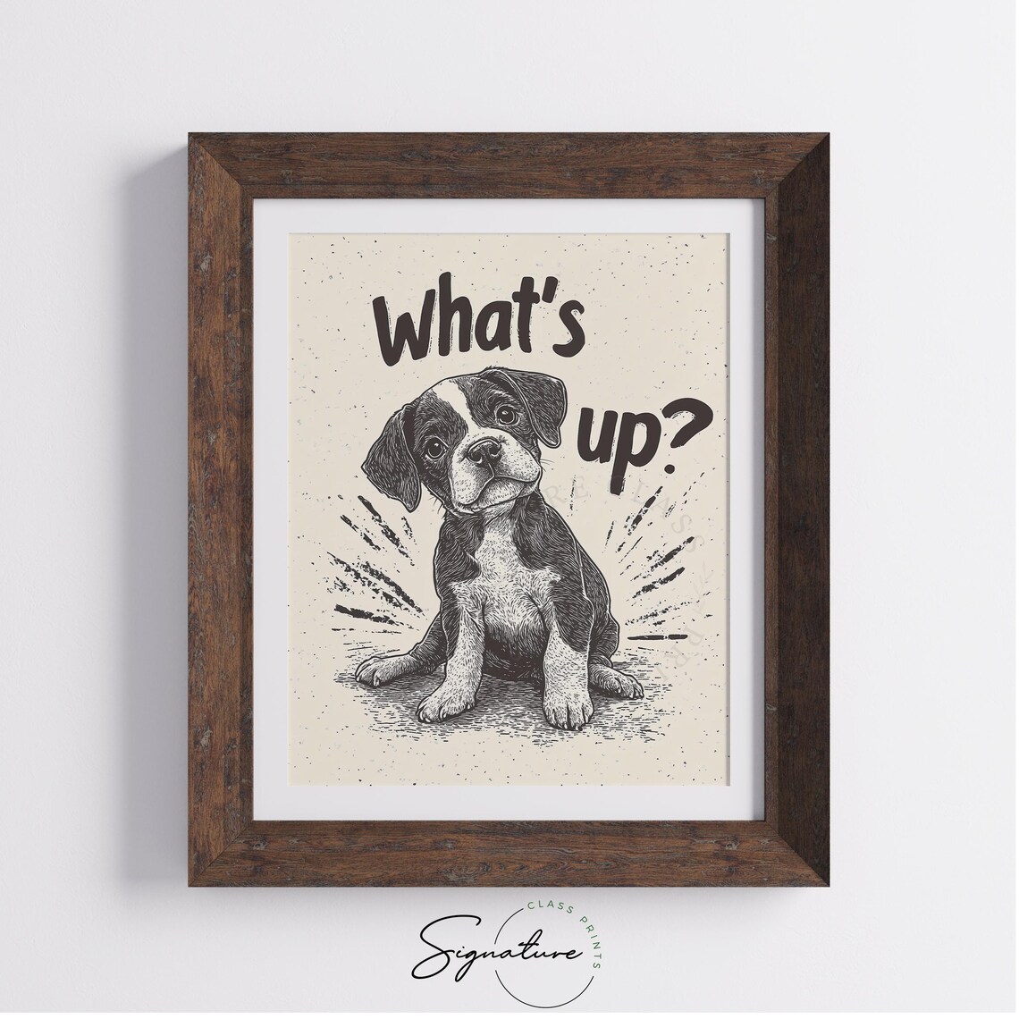 Cute What's Up Puppy Sketch Playful Puppy Vintage Dog Poster - Image 4