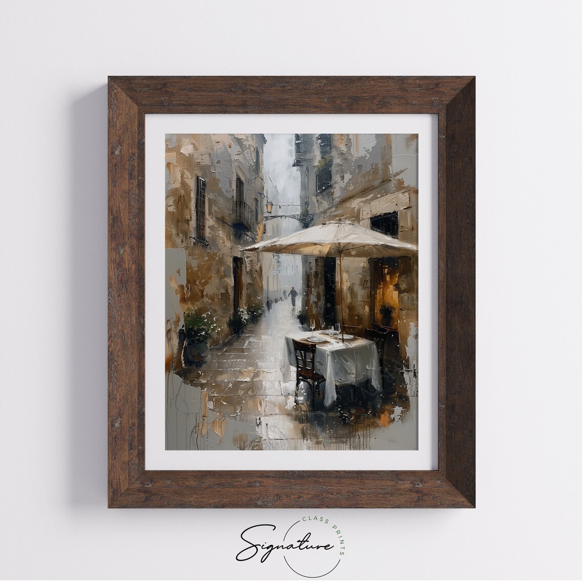 Rainy Mediterranean Alley Cafe Table Old European Street Poster - Image 4