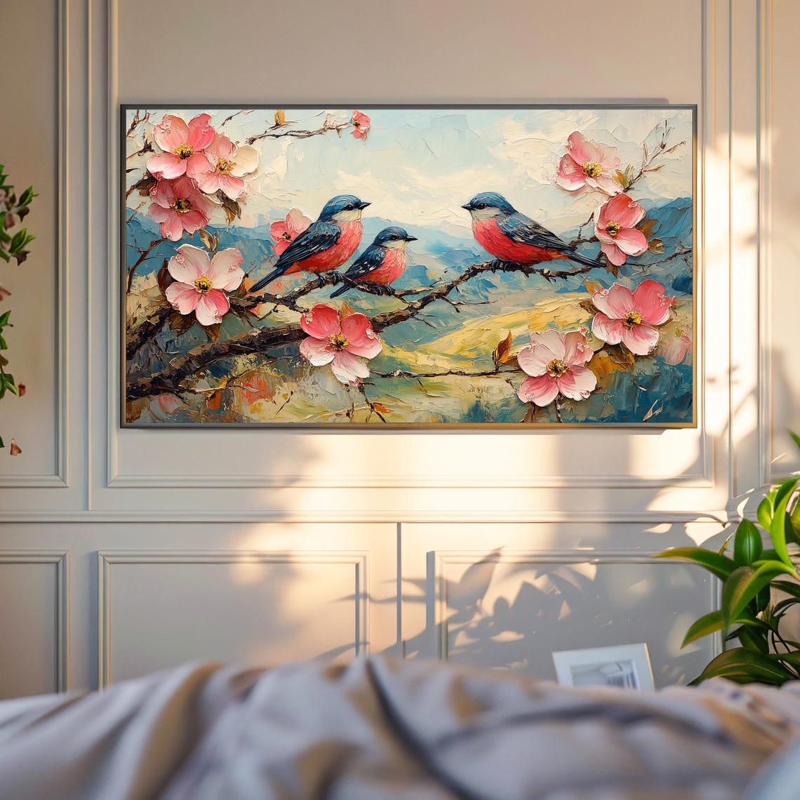 Songbirds With Crimson Breasts On Pink Dogwood Blossoms Poster - Image 4