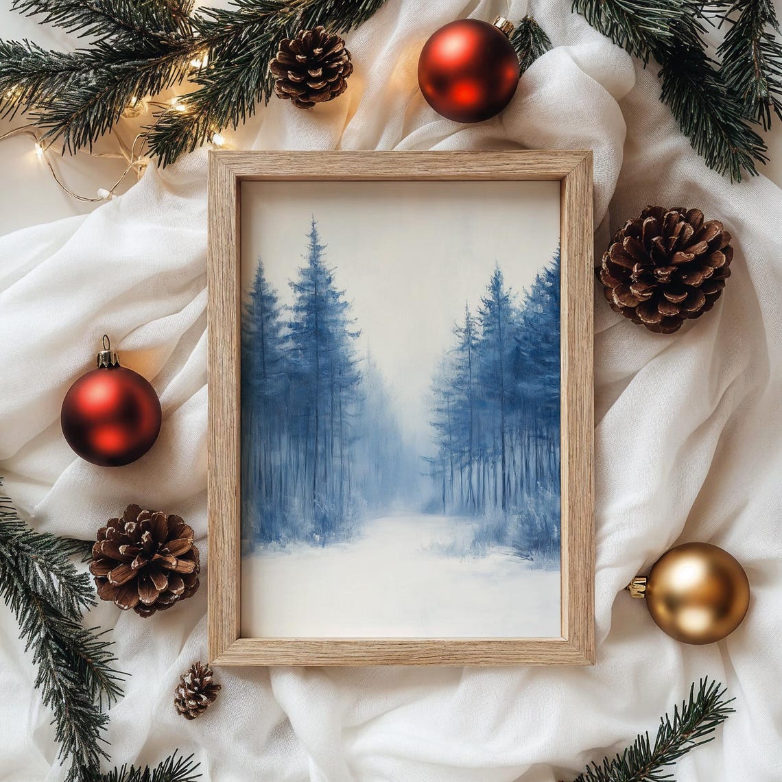Snow Covered Pine Forest from Above Winter Aerial Landscape Poster - Image 4