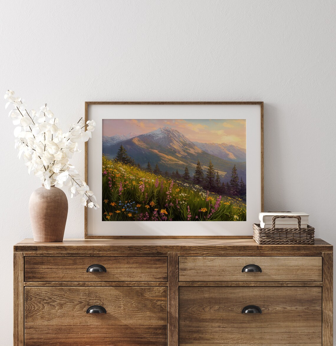 Sunrise Over Wildflowers, Mountain Landscape Art - Image 3