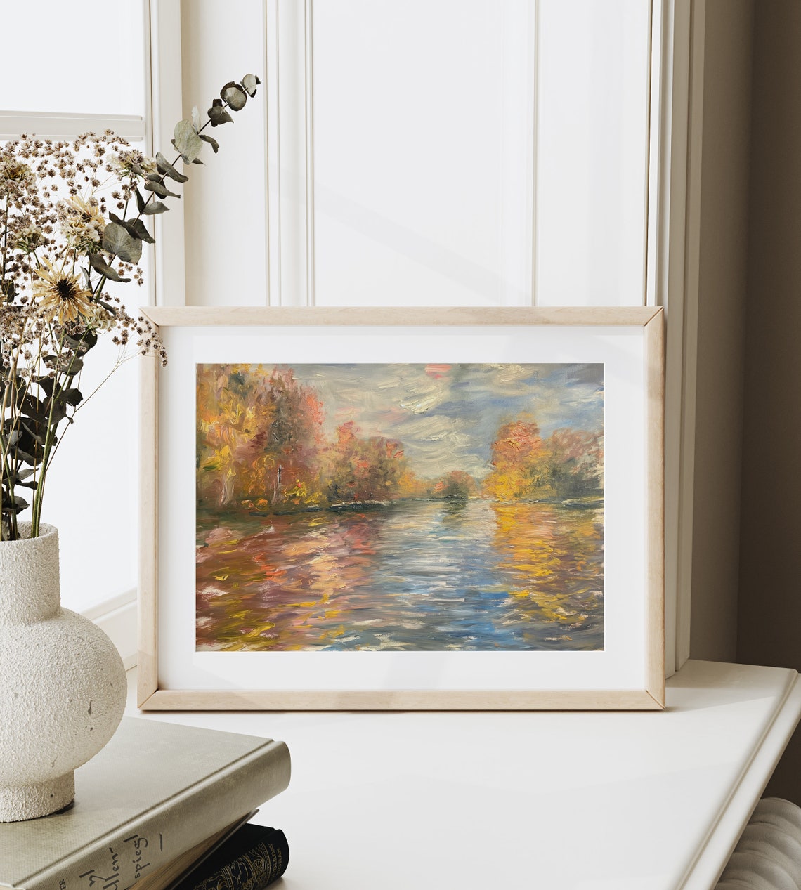 Autumn On The Seine Golden Fall Trees River Landscape Art Poster - Image 6