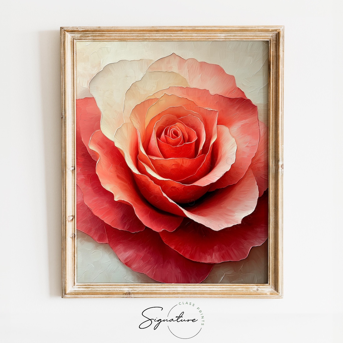 Romantic Rose Close Up Blush Pink Botanical Painting Vintage Wall Art