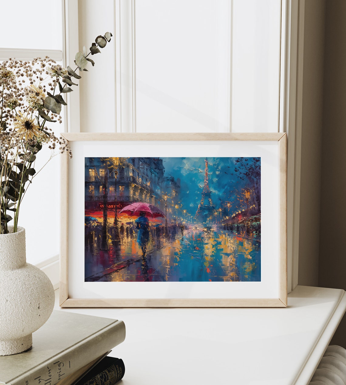 Rainy Paris Street At Night Eiffel Tower Impressionist Poster - Image 6