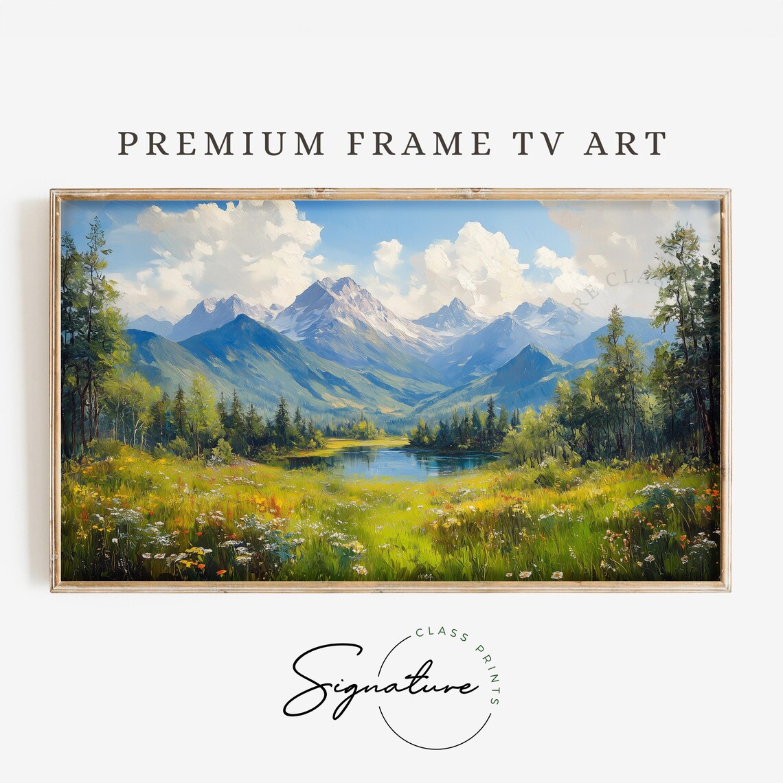 Alpine Lake Wildflower Meadow Mountain Peaks Summer Scenic Wall Art