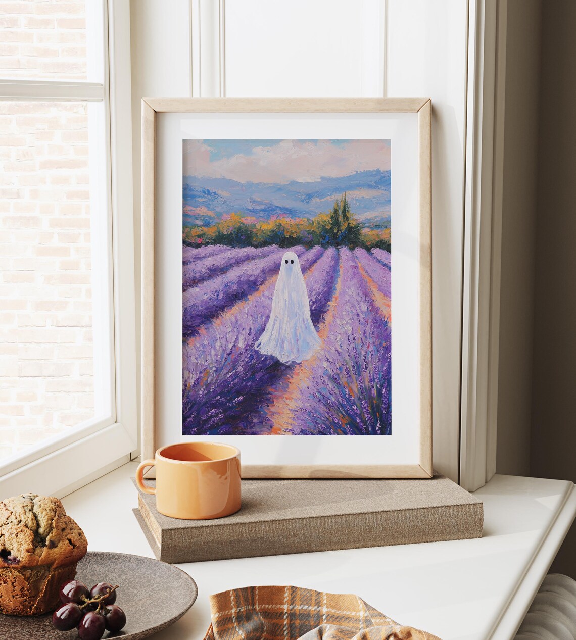 Lonely Ghost Wandering Through a Purple Lavender Field at Sunset Poster - Image 6
