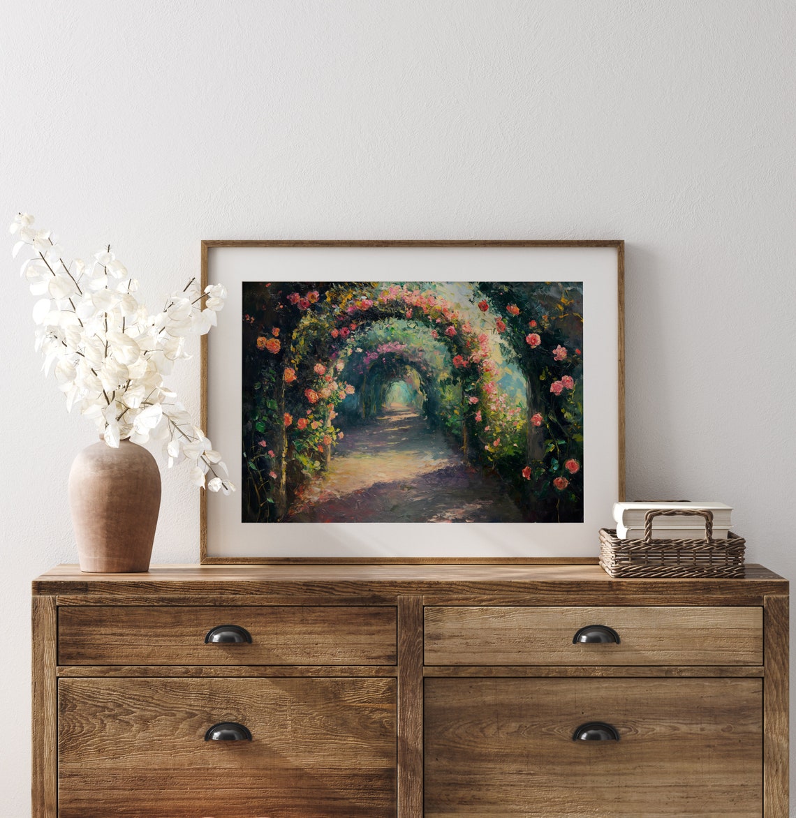 Enchanted Rose Arch Garden Path Night Impressionist Poster Art - Image 3