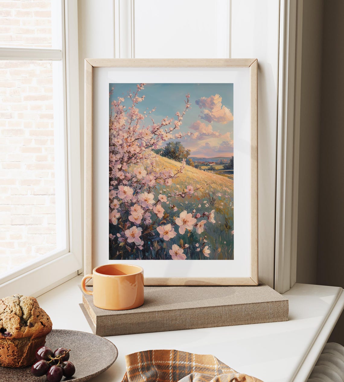 Rolling Hills And Blossoming Orchard In Pastel Spring Landscape Poster - Image 6