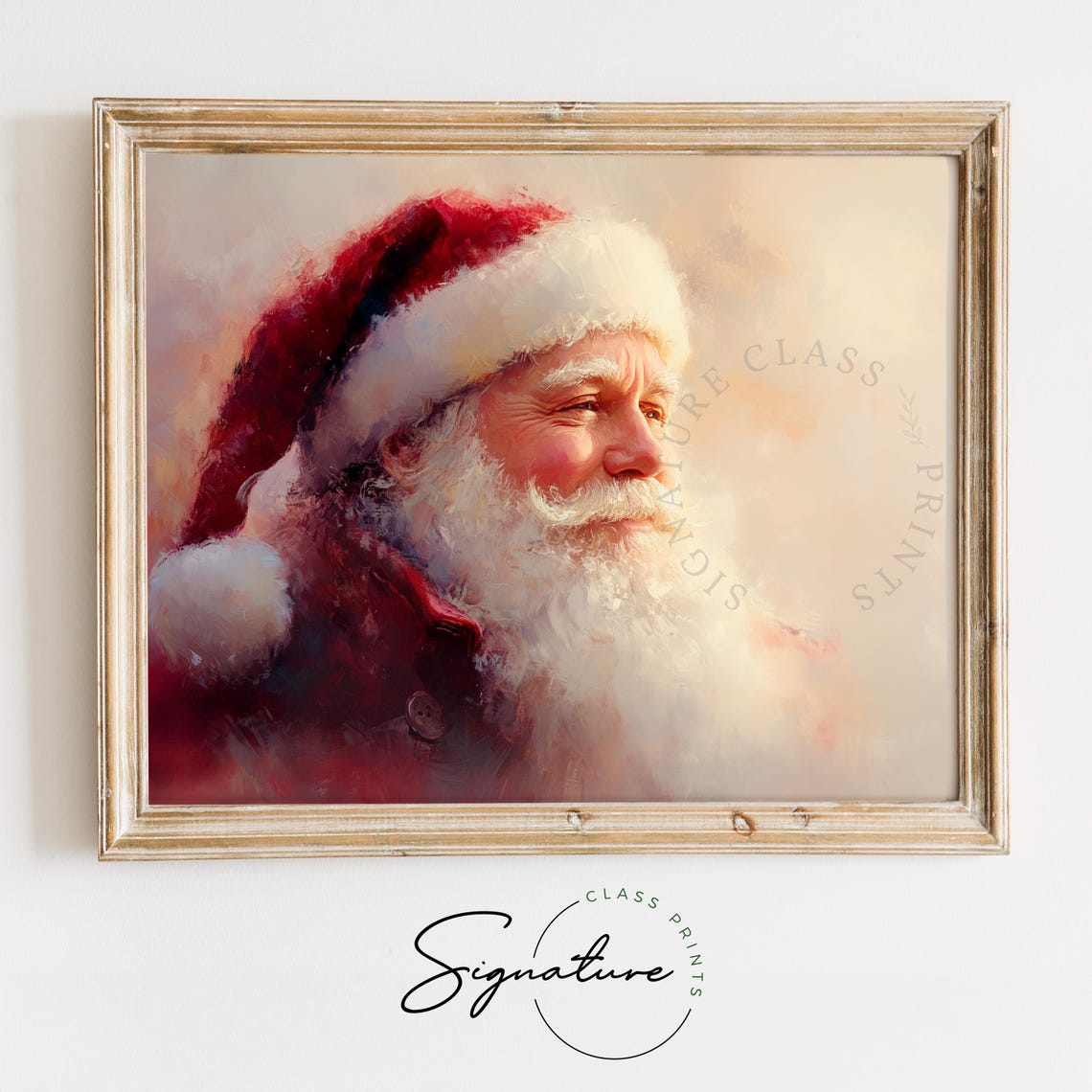 Santa Claus Smiling In Warm Light Soft Watercolor Portrait Poster