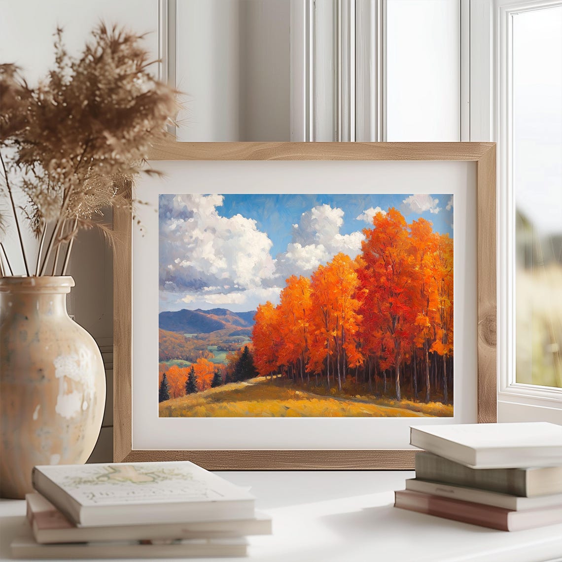 Autumn Maple Trees Fiery Hillside Mountain View Fall Foliage Poster - Image 2