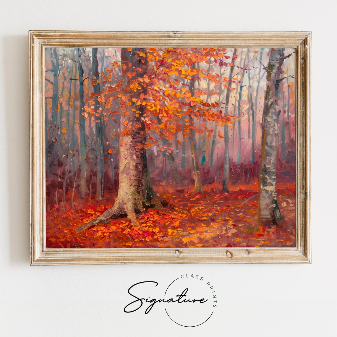 Autumn Beech Tree Misty Forest Rich Fall Colors Rustic Nature Poster